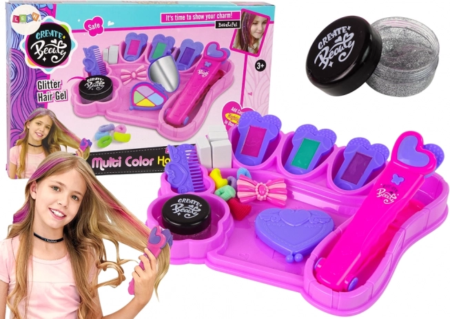 Haarverf krijtjes met kinder-stijltang en accessoires