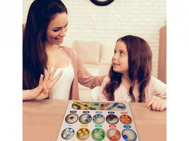 Montessori educatieve houten mozaïek - gekleurde balletjes en sorteerder