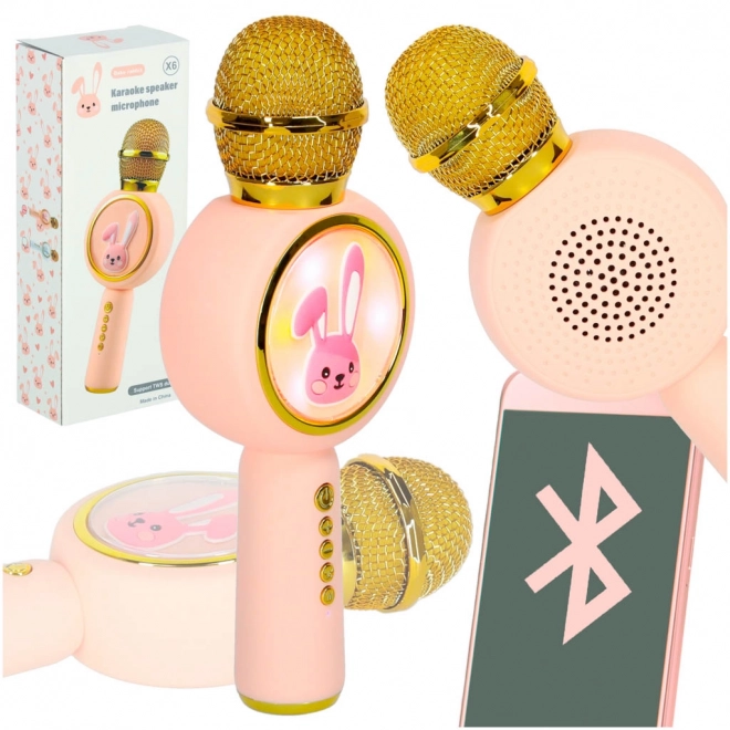 Draadloze microfoon voor karaoke bunny roze