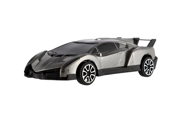 Kunststof racewagen 22cm met vliegwiel in 2 kleuren in zak 17,5x27cm