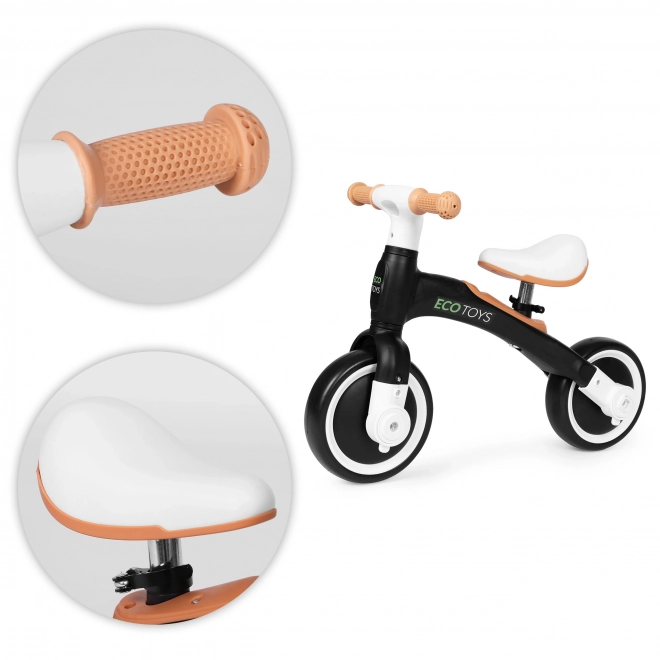 Loopfiets met pedalen en zijwieltjes zwart ECOTOYS