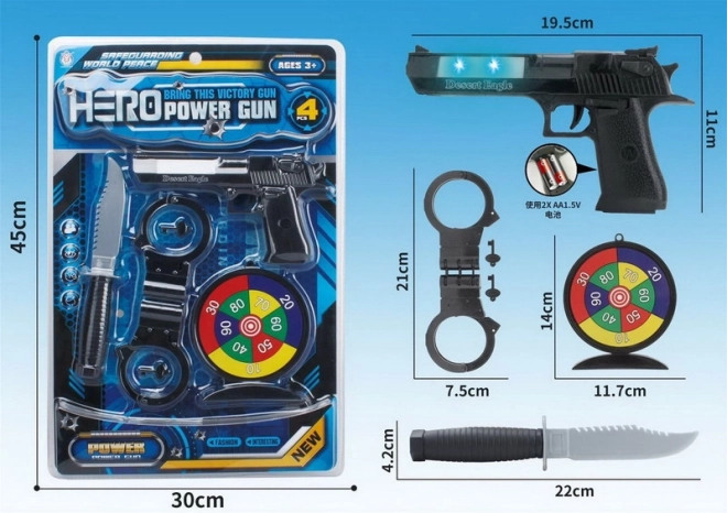 Politieset met effectenpistool