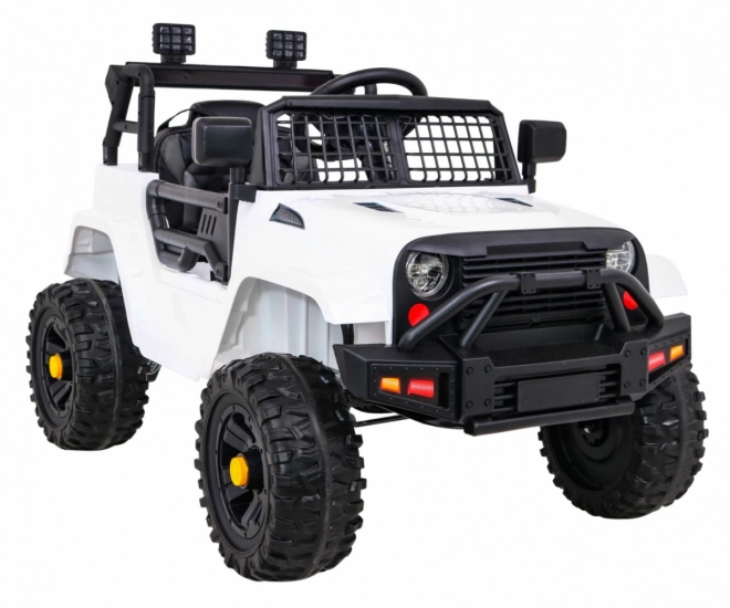 Accu-aangedreven Jeep Dark Night voor kinderen + langzame start + EVA + LED audio – Wit