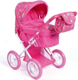 Poppenwagen met opbergruimte en tas
