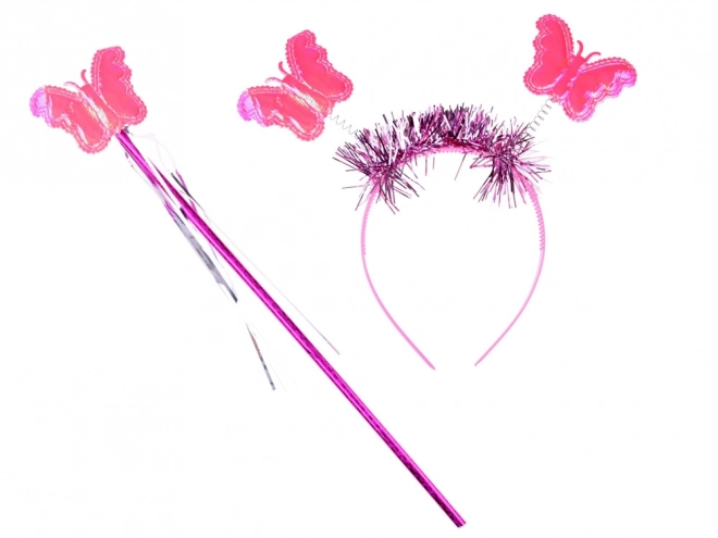 Roze verlichte kostuum voor kleine feeën met vlindervleugels – Helder roze