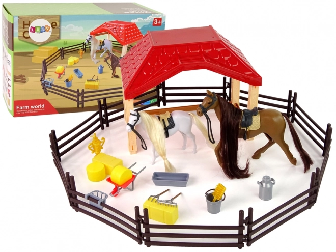 Set Boerderijstal Figuren Verzorgingsaccessoires voor Paarden