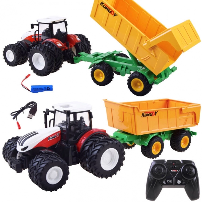Afstandsbediende tractor met rubberen wielen + aanhanger RC0601