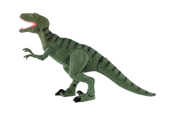 Dinosaurus lopend IC velociraptor plastic 50cm op batterijen met geluid met licht in doos 53x32,5x12cm