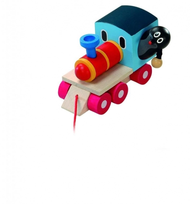 Trekspeelgoed houten trein met de Mol - 12 cm