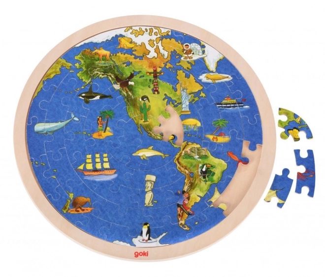 Dubbelzijdige puzzel wereldkaart