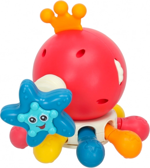 Sensorisch speelgoed bijtring voor baby's octopus Bibi-Inn rood
