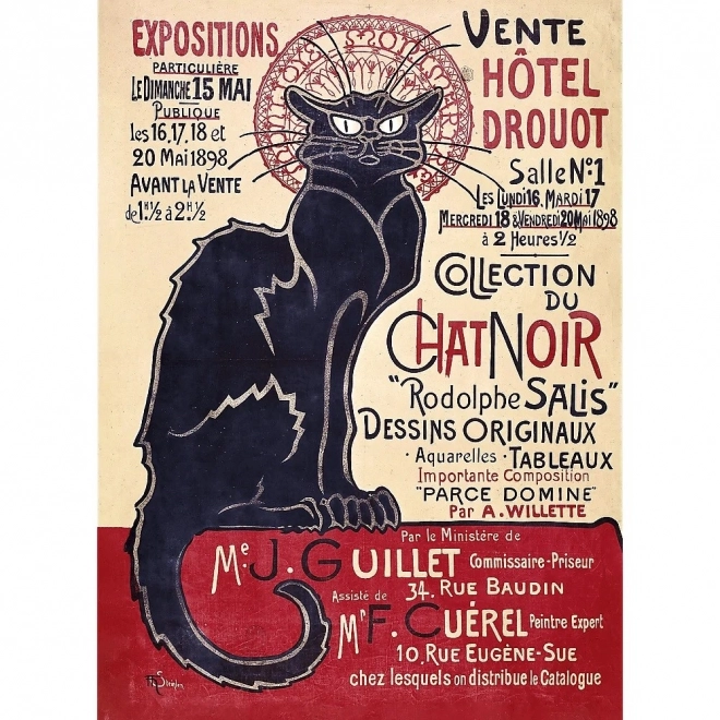 Houten puzzel Kunst: Steinlen - Zwarte kat, 200 stukjes