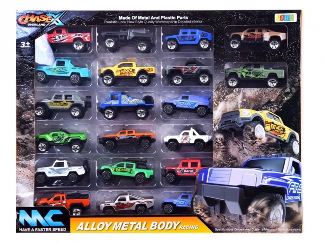 Grote set van 20 metalen autootjes – terreinwagens en pick-ups