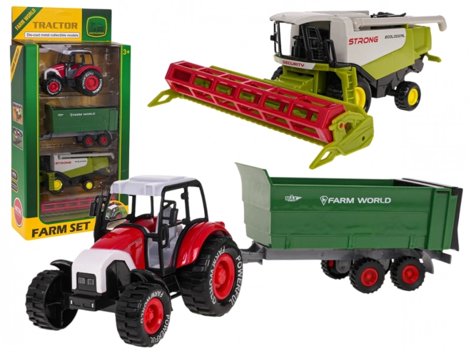 Set landbouwwagens Tractor + Maaidorser