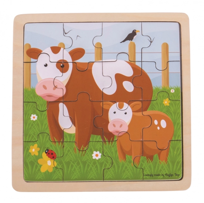 Bigjigs Toys puzzel - Koe met kalfje