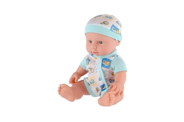 Baby/pop hard lichaam plastic 25 cm op batterijen met geluid 3 soorten in plastic tasje 13x28x7cm