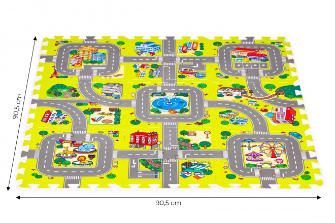 Schuim speelmat stad – 9 delen 90,5 × 90,5 cm IPLAY