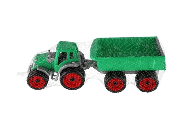 Tractor met aanhanger plastic 53cm vrijloop in net