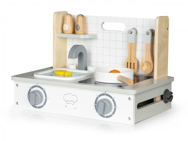Houten mini keuken met accessoires