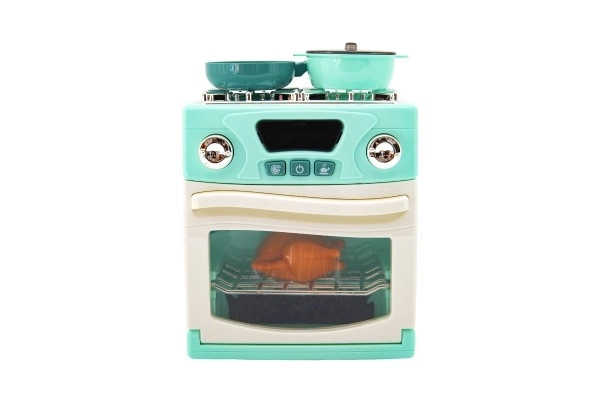 Kookfornuis van plastic met accessoires op batterijen met licht en geluid in doos 22x28x11,5cm 18m+