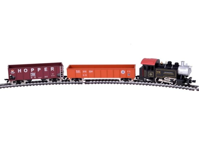 Elektrische treinstellen met klassieke stoomlocomotief en bedieningsunit