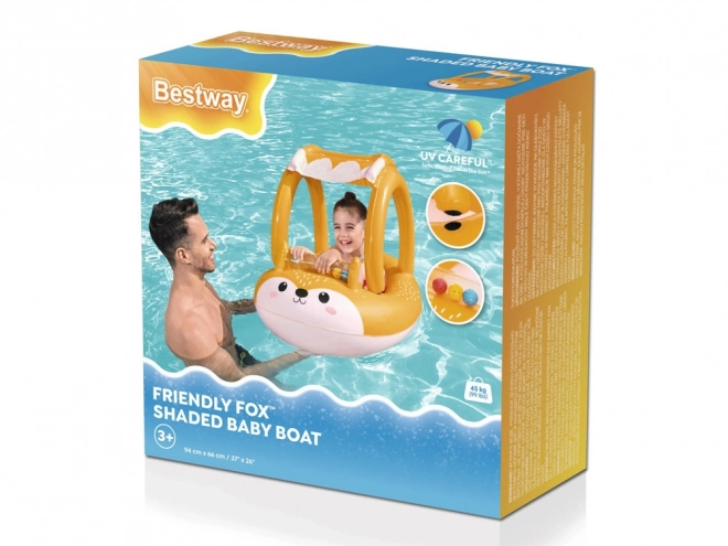 Opblaasboot voor kinderen Vos met afneembaar zonnescherm