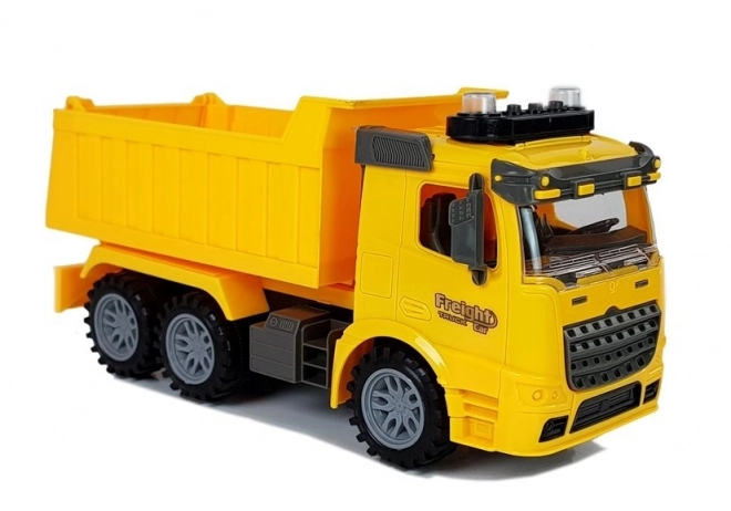 Bouwset vrachtwagen met verkeersborden en lichten 1:14 geel