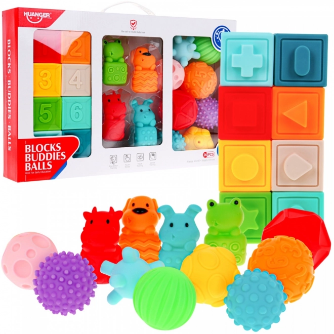 Mega set van 20 dierlijke ballen voor kinderen 6m+ Sensorisch speelgoed Handrevalidatie