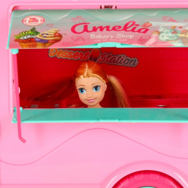 Camper voor poppen met foodtruck