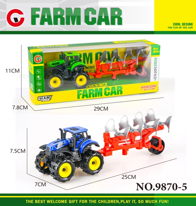 Tractor met ploeg op vaartwiel 25 cm