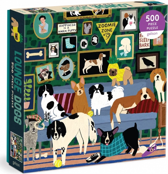 Vierkante puzzel Honden in de salon 500 stukjes