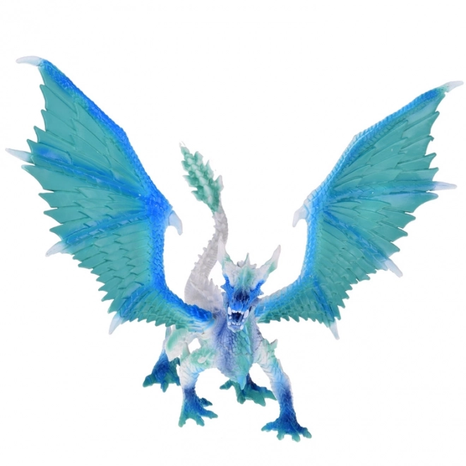 Blauw-witte ijsdraak met beweegbare vleugels