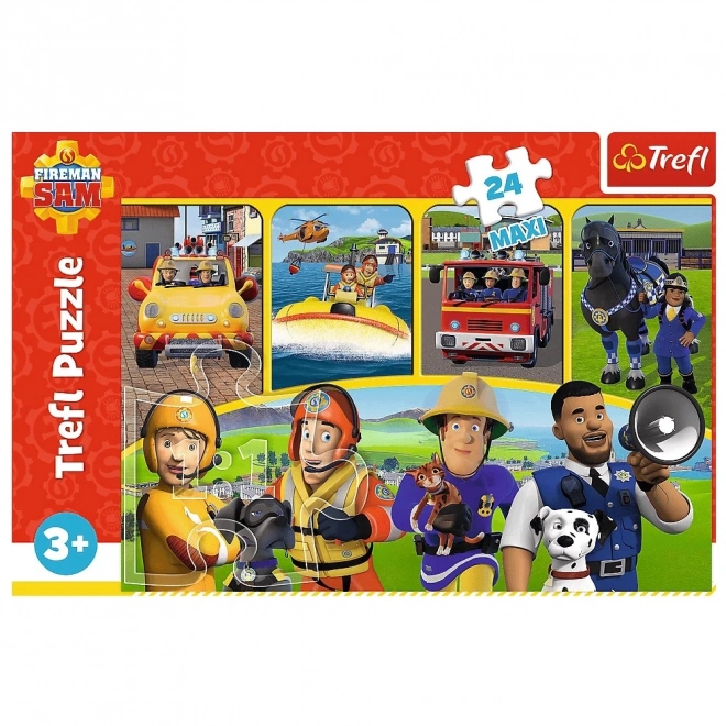 Puzzel 24 stukken Maxi Brandweerman Sam en vrienden