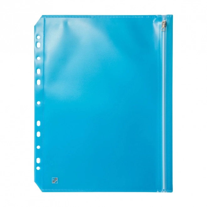 Blauwe plastic envelop met eurohanger en ritssluiting formaat A4