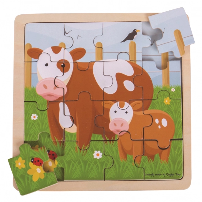 Bigjigs Toys puzzel - Koe met kalfje