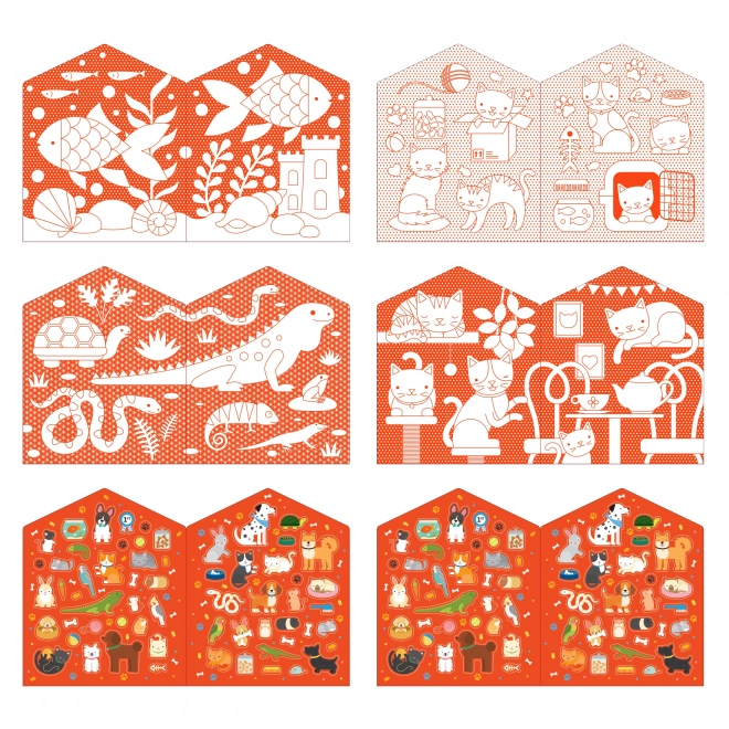Petit Collage Kleurboek met Stickers Huisdieren