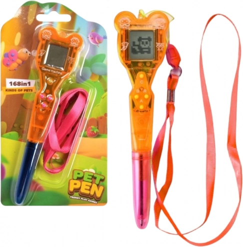 Elektronische pen met 168-in-1 games met koord – roze-oranje