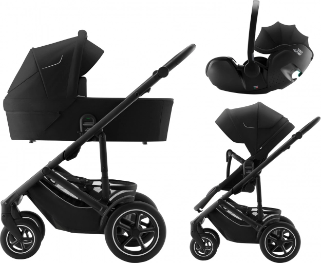 Kinderwagen Set Smile 5Z met diepe reiswieg en autostoeltje Baby-Safe Pro Classic, Space Black