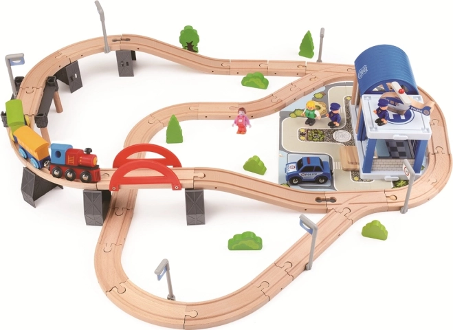 2Kids Toys houten treinbaan stad, 90 delen