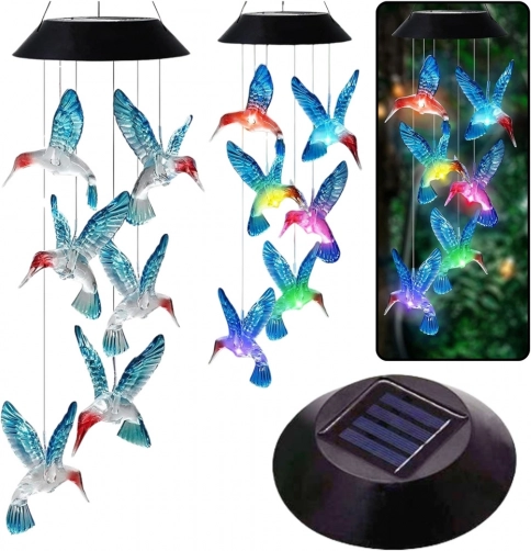Zonnelamp LED tuinwindgong Kolibries