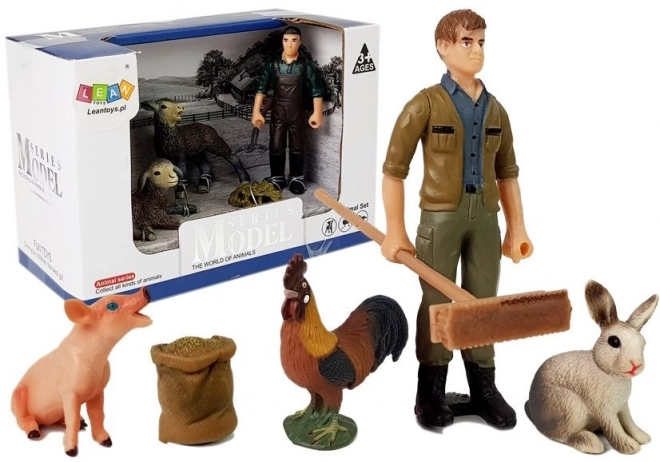 Set van boerderijfiguren: Huisdieren en boer