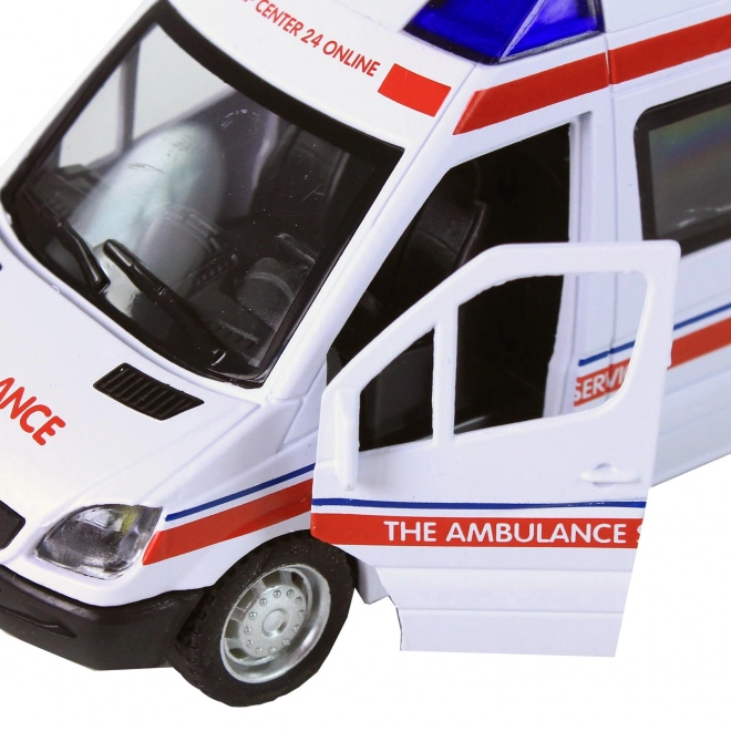 Metalen ambulance - auto met geluid en licht