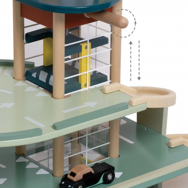 Parkeergarage met auto's en helikopter
