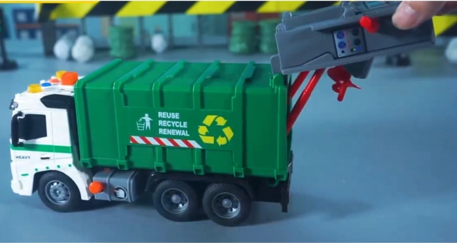 Interactieve vuilniswagen Woopie met licht- en geluidseffecten in schaal 1:16