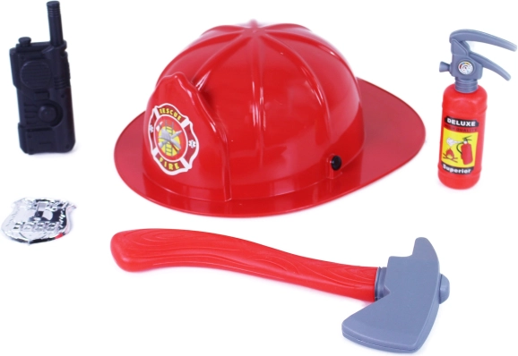 Brandweerset met helm op kaart