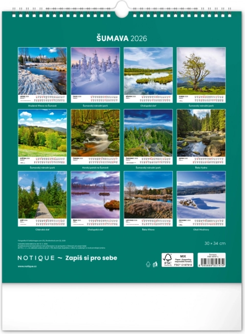 Muurkalender Šumava 2026