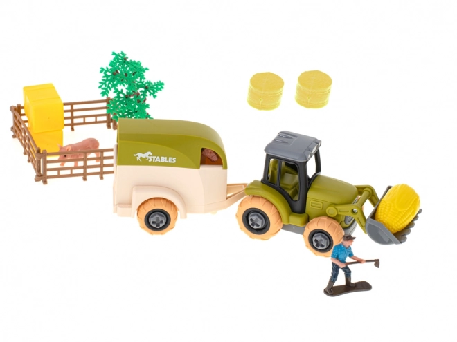 Boerenset met tractoren en boerderijdieren