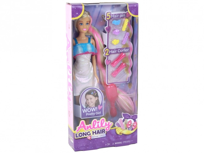 Lalce Anlily met lange blonde haren - stylingset