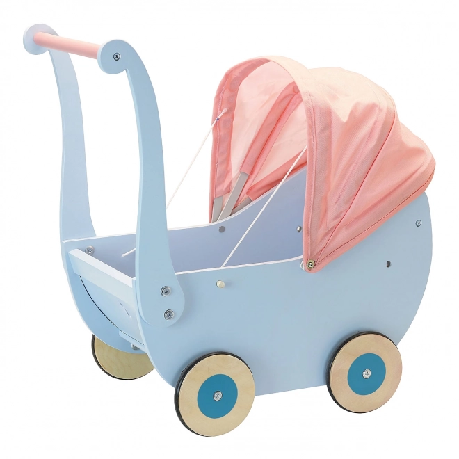 Petitcollin Houten Kinderwagen Blauw (voor pop tot 40 cm)
