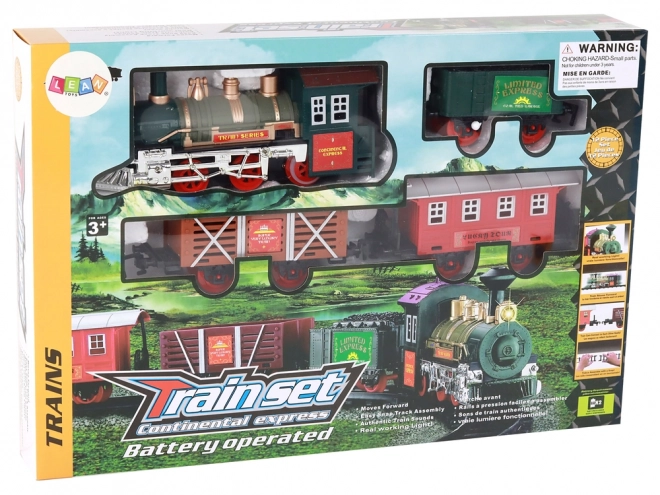 Elektrische treinlocomotief 3 wagons Geluiden Lichten